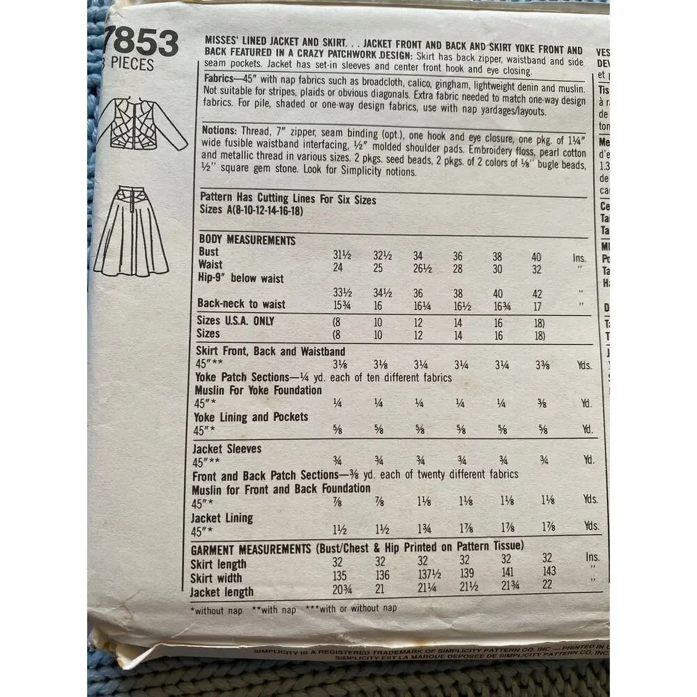 Simplicity Sewing pattern 7853 maxi skirt jacket boho quilt coat